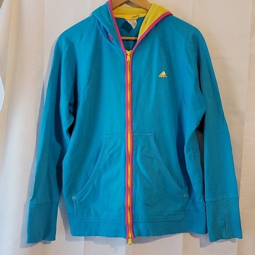 Adidas Y2k Fluorescent Zipper Hoodie Womens Extra Large